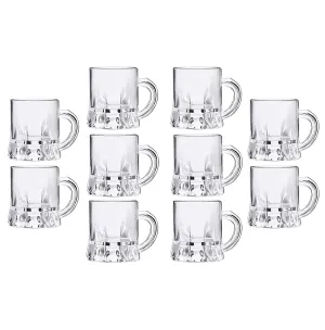 10 Miniature Beer Mugs Shot Plastic Glasses Clear 1 Ounce oz