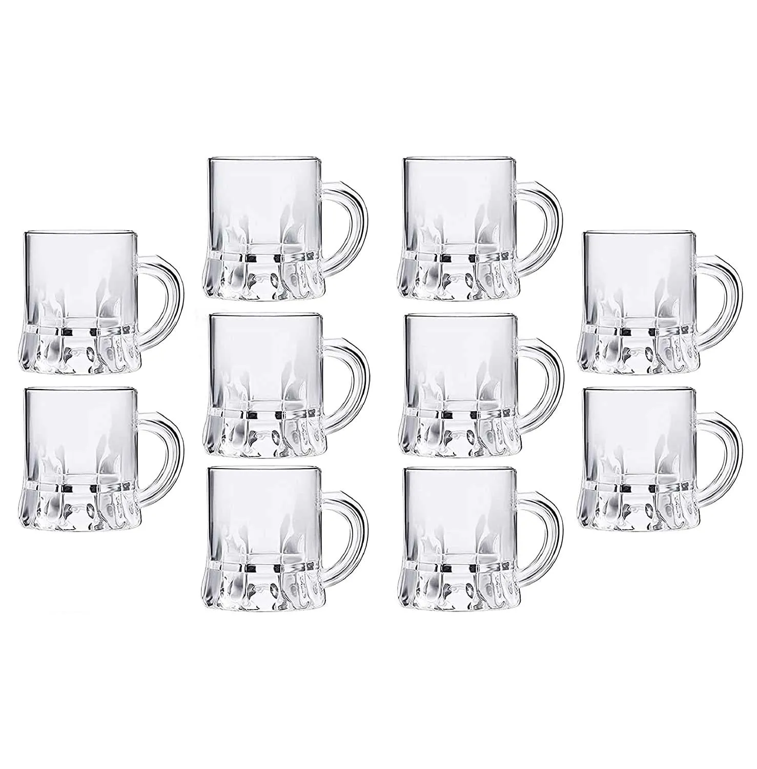 10 Miniature Beer Mugs Shot Plastic Glasses Clear 1 Ounce oz