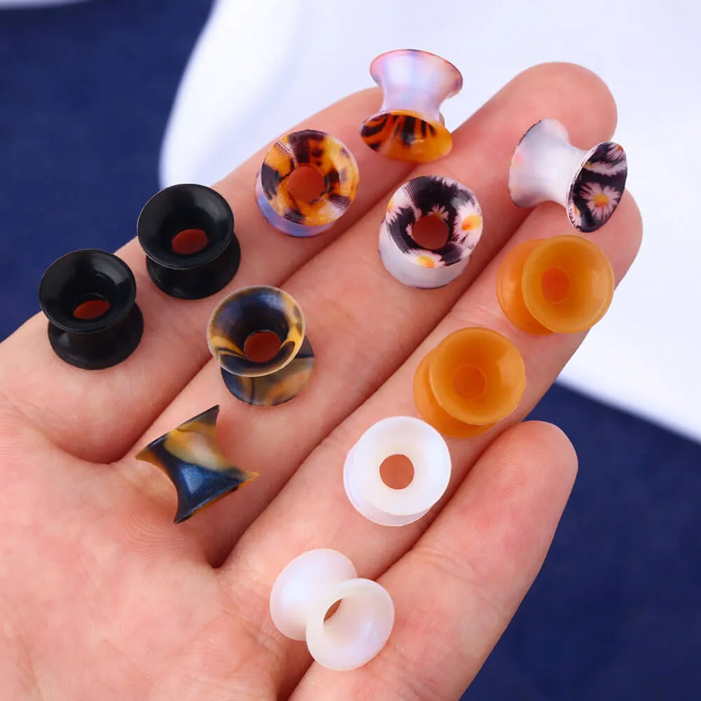 12PCS 6-12.7mm Double Flared Silicone Ear Plugs Tunnels