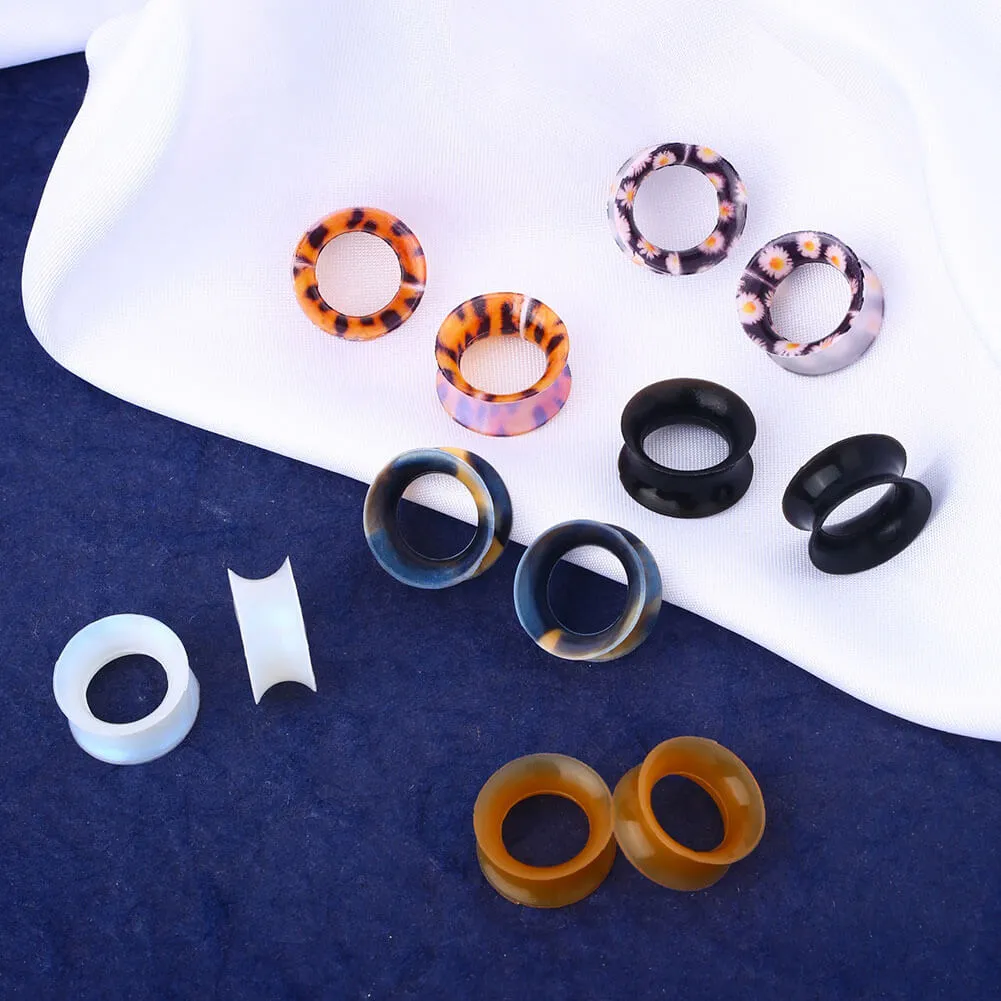 12PCS 6-12.7mm Double Flared Silicone Ear Plugs Tunnels