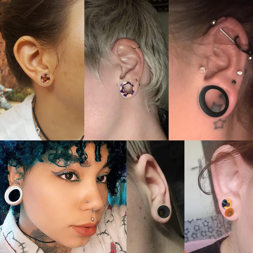 12PCS 6-12.7mm Double Flared Silicone Ear Plugs Tunnels
