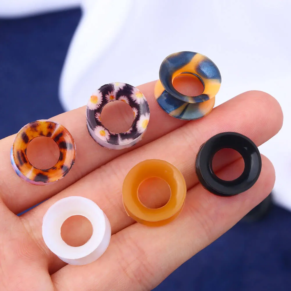 12PCS 6-12.7mm Double Flared Silicone Ear Plugs Tunnels