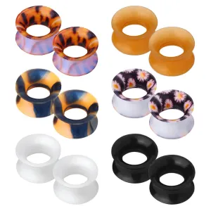 12PCS 6-12.7mm Double Flared Silicone Ear Plugs Tunnels