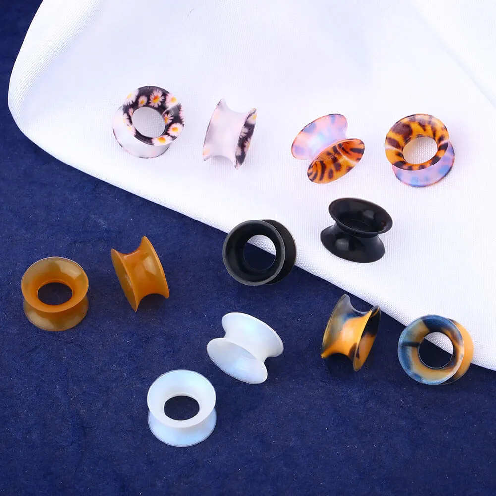 12PCS 6-12.7mm Double Flared Silicone Ear Plugs Tunnels