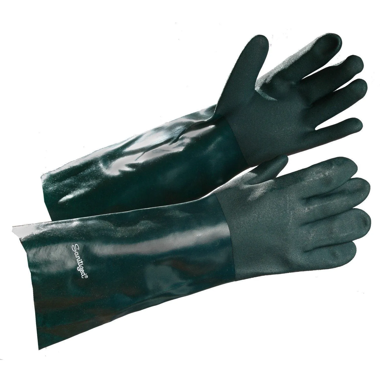 14" Premium PVC Coated Gauntlet, Chemical Resistant Gloves