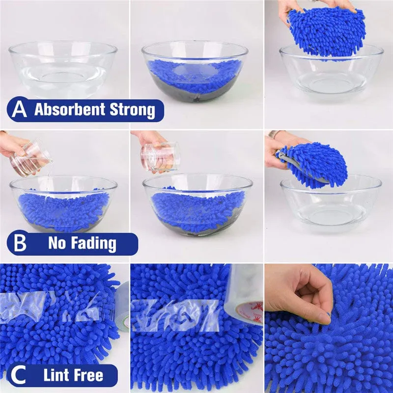 2-in-1 Telescopic Chenille Car Wash Mop w. Removable Wash Mitt (1.75-3.75 ft. Extension)