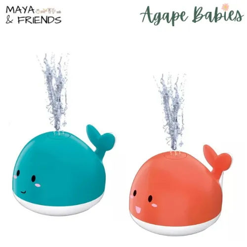[2 Pack] Maya & Friends Glowing Whale Bath Toy With Induction Water Jet - 2 Colors