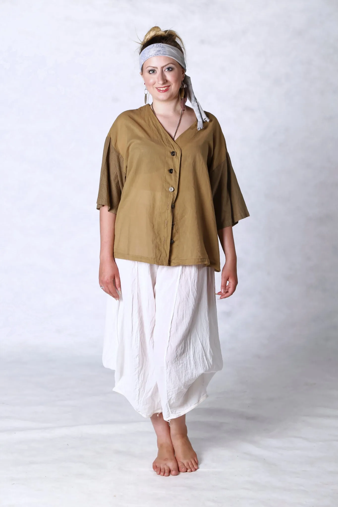 2285-Striped Camp Top-Coyote-Unprinted