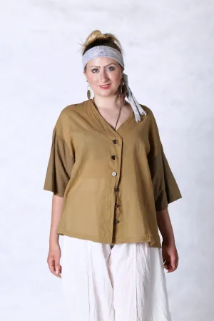 2285-Striped Camp Top-Coyote-Unprinted