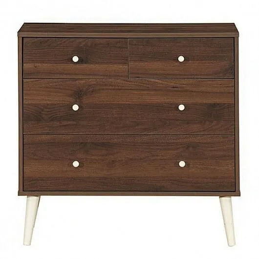 4-Drawer Dresser Cabinet Storage Organizer Rubber Leg with Rail-Brown - Color: B