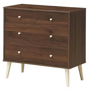 4-Drawer Dresser Cabinet Storage Organizer Rubber Leg with Rail-Brown - Color: B