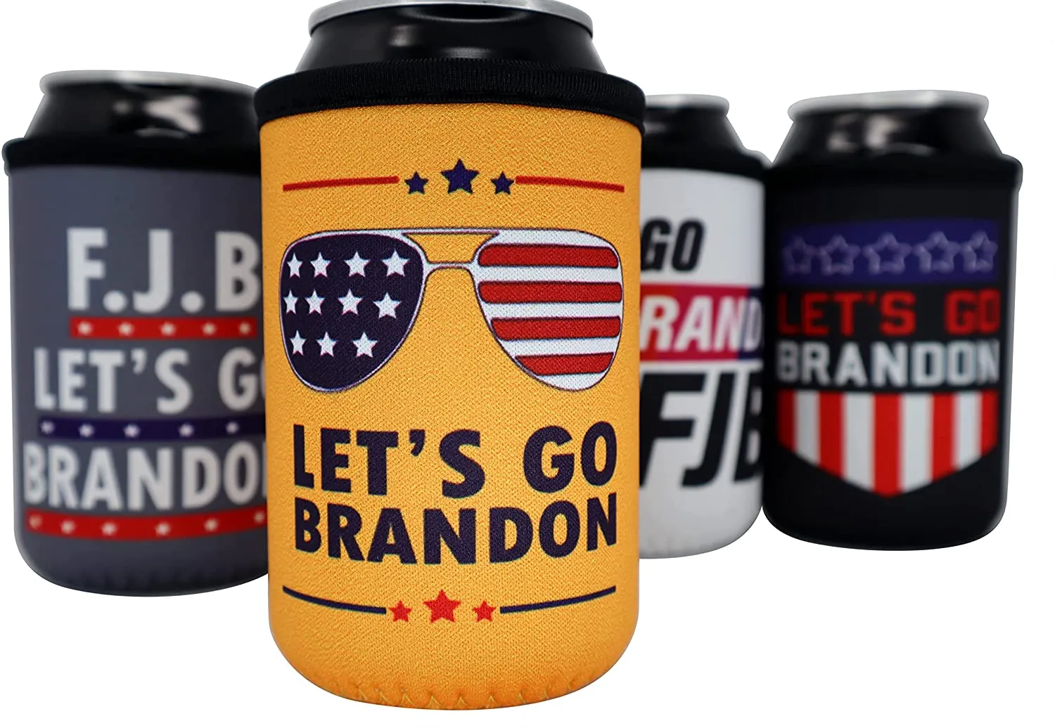 4 Pack Let's Go Brandon Republican Gift - FJB Beer Can Koozy Insulator Sleeve