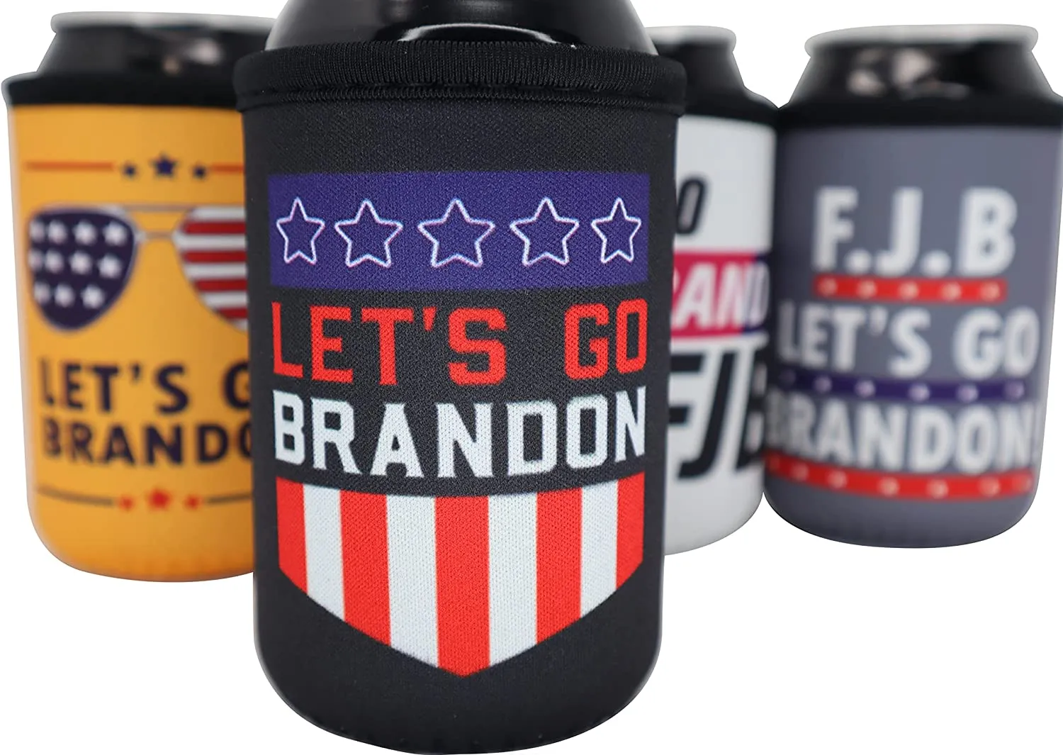 4 Pack Let's Go Brandon Republican Gift - FJB Beer Can Koozy Insulator Sleeve