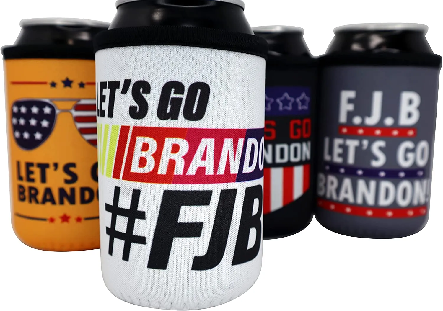 4 Pack Let's Go Brandon Republican Gift - FJB Beer Can Koozy Insulator Sleeve