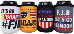 4 Pack Let's Go Brandon Republican Gift - FJB Beer Can Koozy Insulator Sleeve