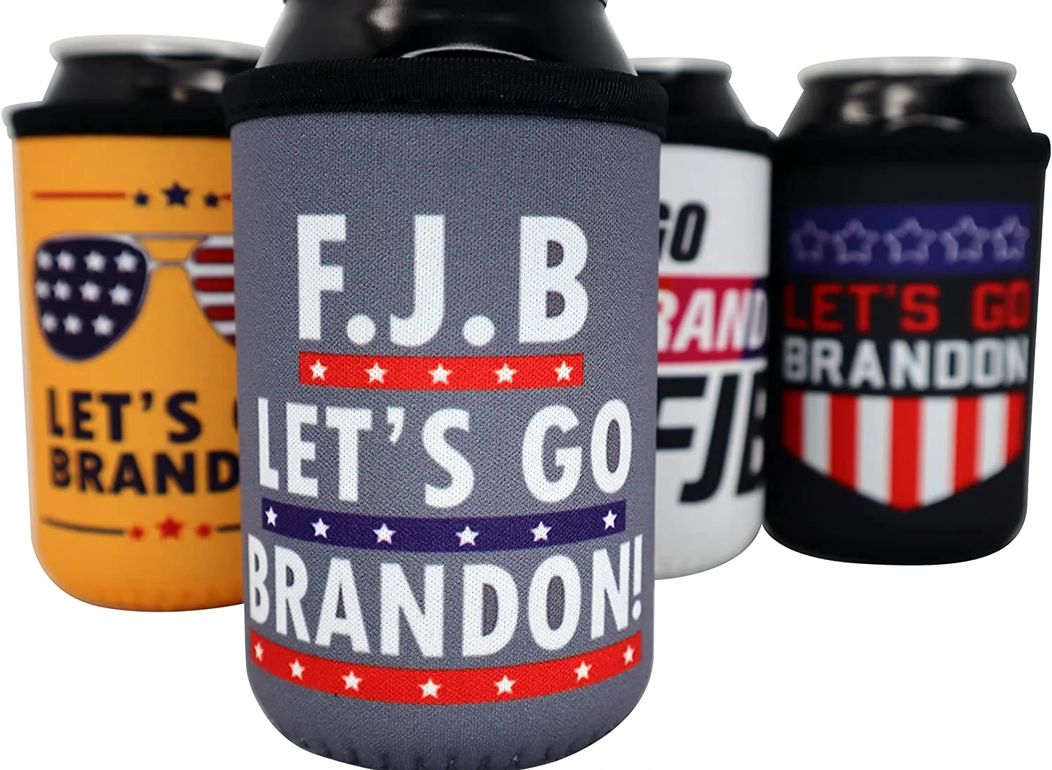 4 Pack Let's Go Brandon Republican Gift - FJB Beer Can Koozy Insulator Sleeve
