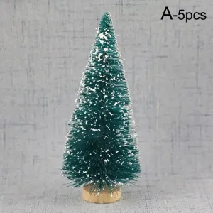 5-Pieces DIY Mini Christmas Trees Cedar Pine For Home Table Blue-Green Gold Silver Mini Christmas Tree Home Decor
