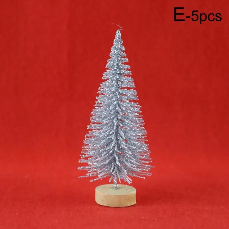 5-Pieces DIY Mini Christmas Trees Cedar Pine For Home Table Blue-Green Gold Silver Mini Christmas Tree Home Decor