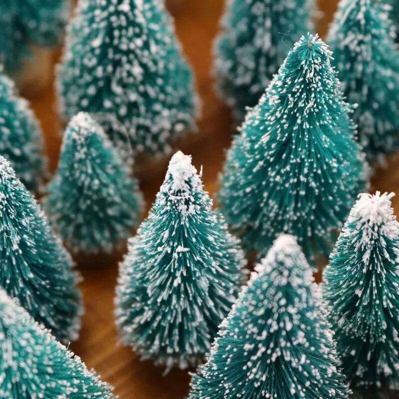 5-Pieces DIY Mini Christmas Trees Cedar Pine For Home Table Blue-Green Gold Silver Mini Christmas Tree Home Decor