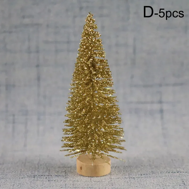 5-Pieces DIY Mini Christmas Trees Cedar Pine For Home Table Blue-Green Gold Silver Mini Christmas Tree Home Decor