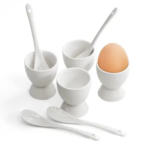 8 Piece Porcelain Egg Cups And Spoons