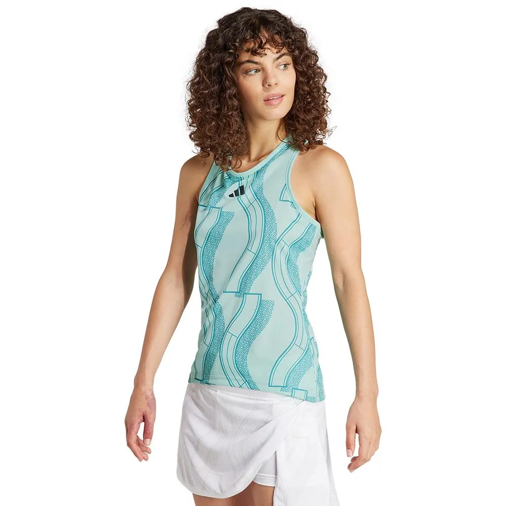 adidas Women's Club Graphic Tank - Semi Flash Aqua