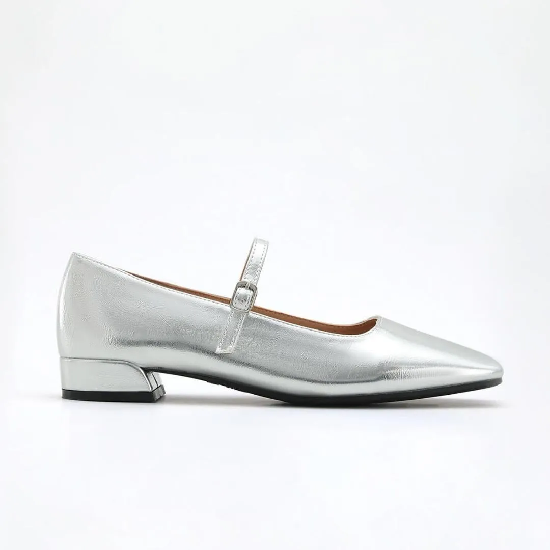 Argent™ | Silver Leather Mary Jane Shoes