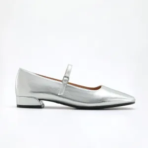 Argent™ | Silver Leather Mary Jane Shoes