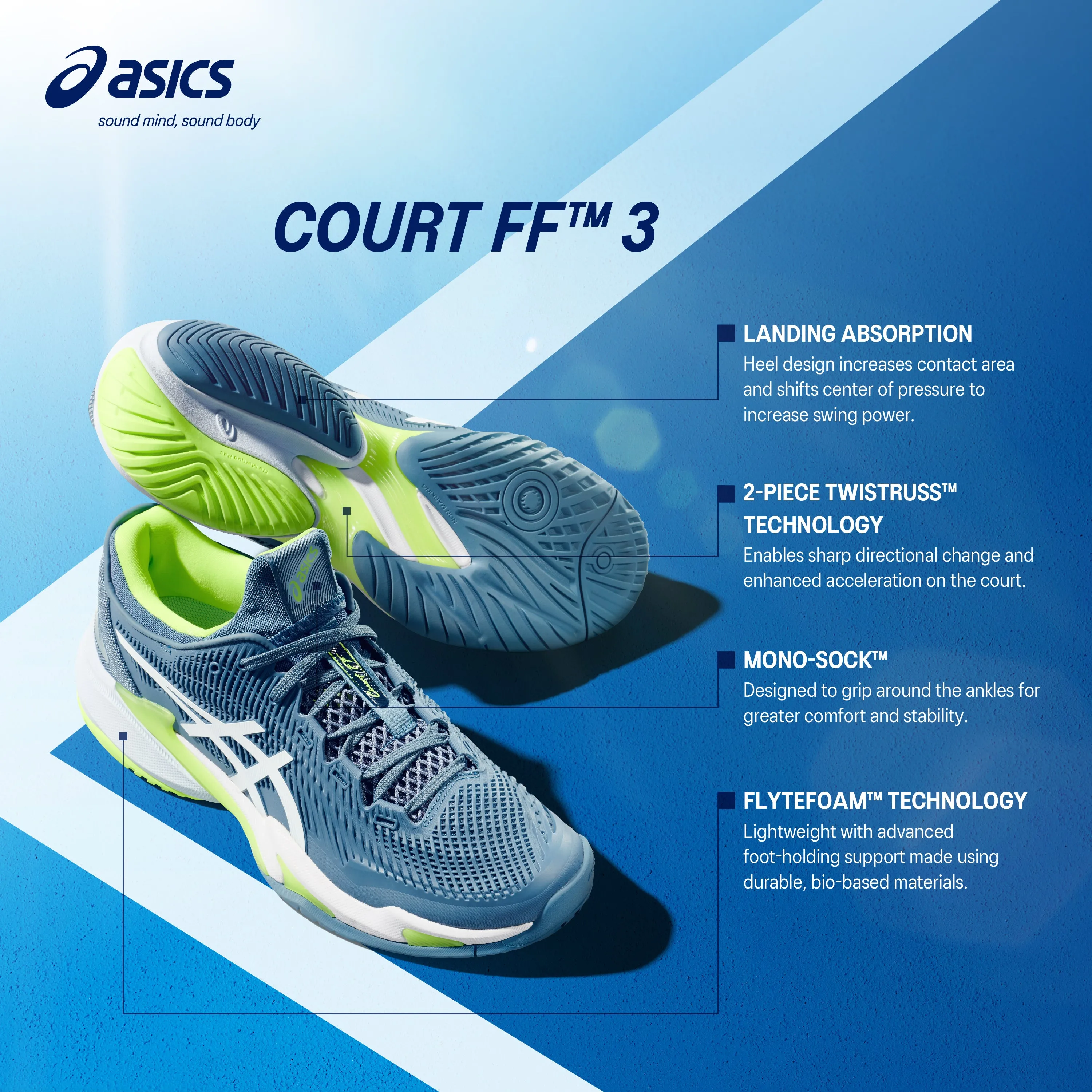 Asics Men's Court FF3 HC (Mako Blue/White)