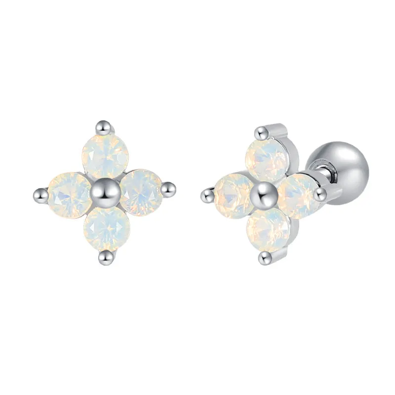 Baby Earrings:  Surgical Steel Opalescent Pink Flower Earrings with Screw Backs THIS MONTH'S SPECIAL