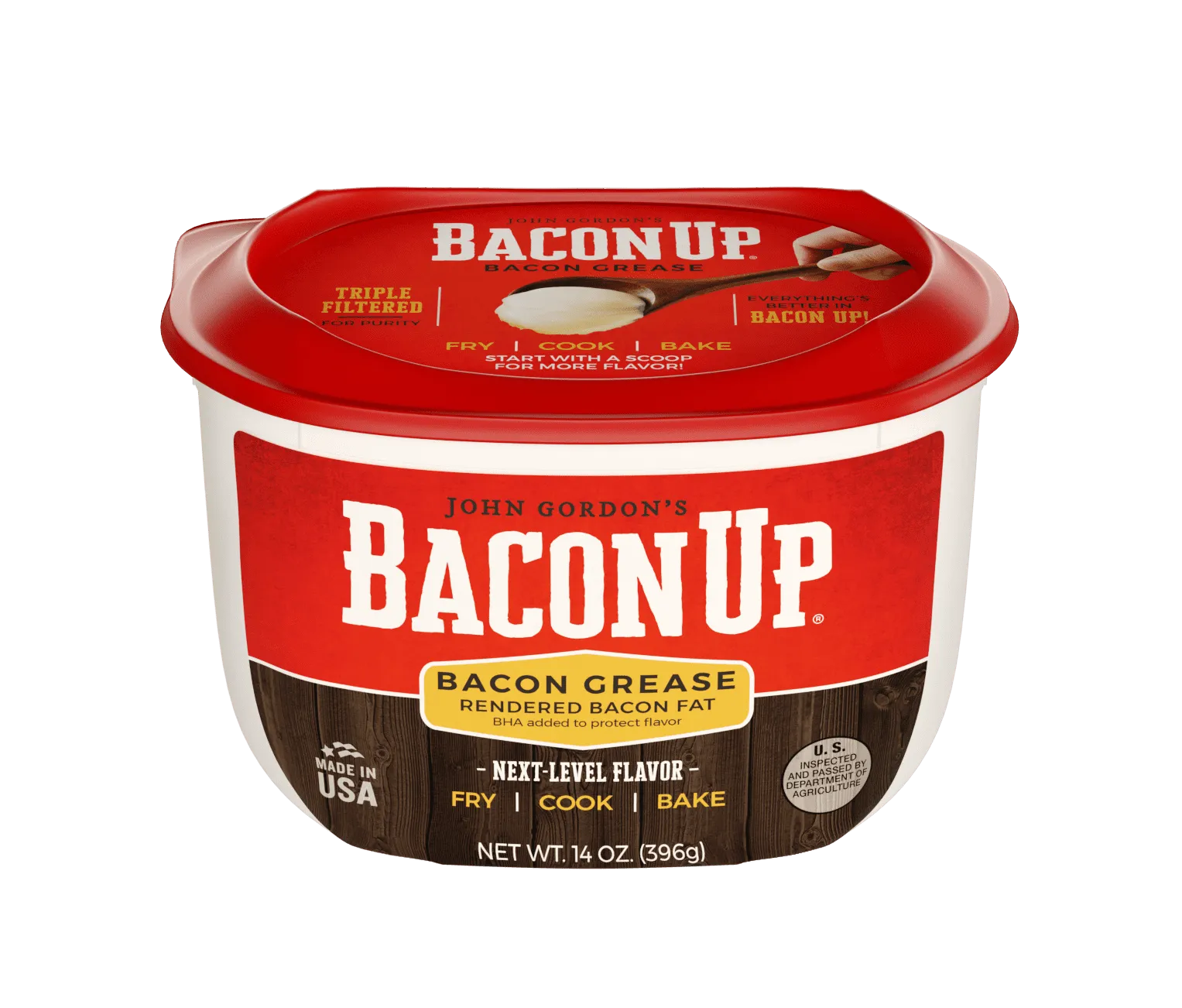 Bacon Up Bacon Grease Rendered Bacon Fat for Frying, Cooking, Baking, 14 ounces