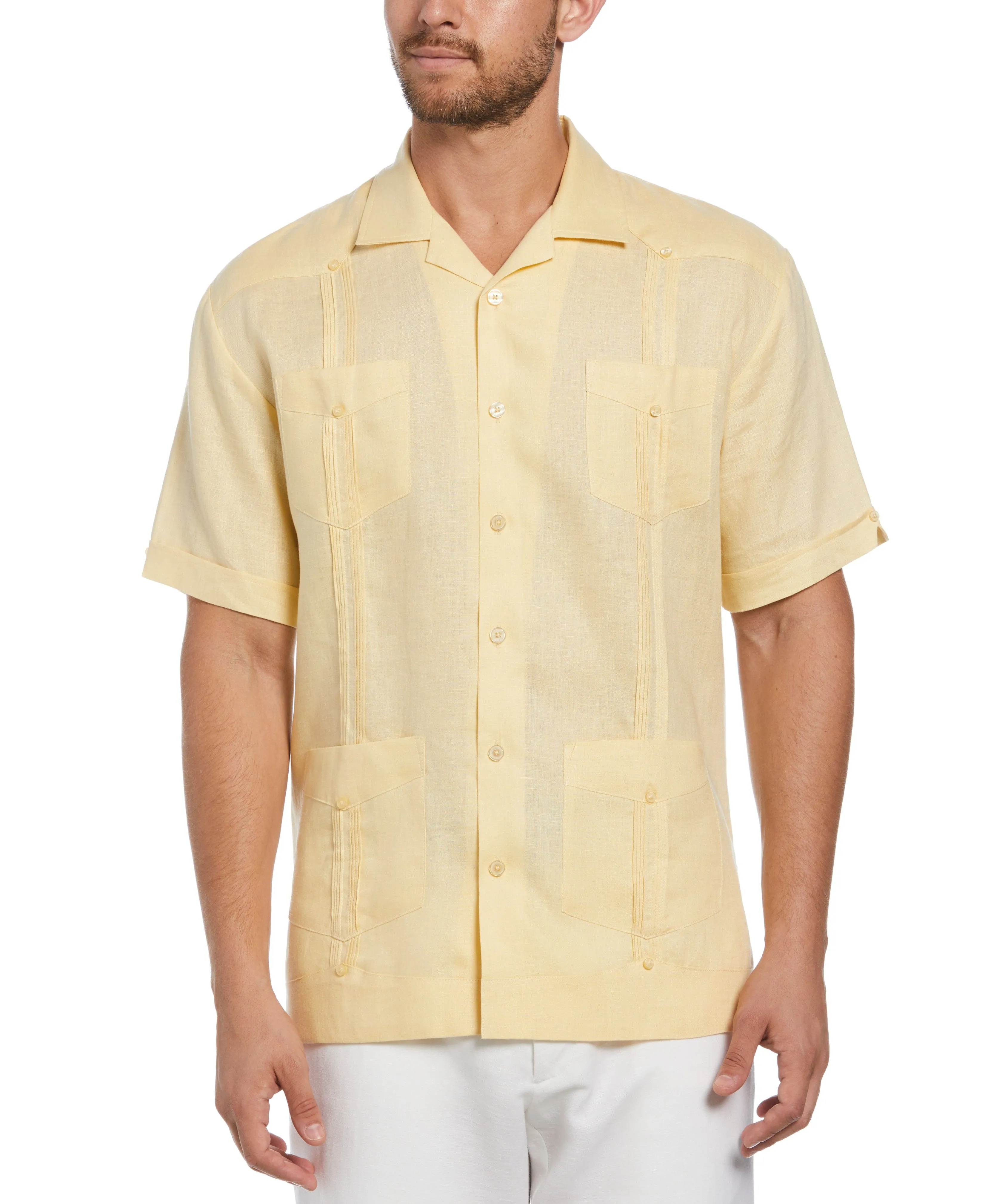 Big & Tall 100% Linen Classic Guayabera Shirt - Short Sleeve