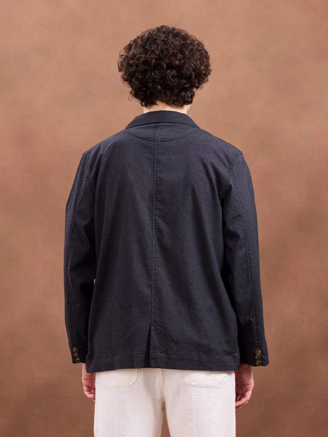 Black Cotton Stretch Overshirt