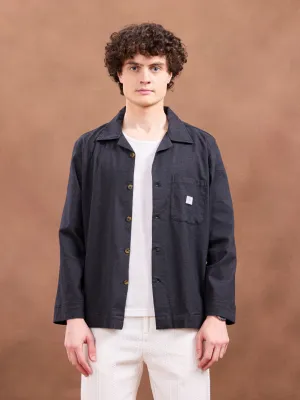 Black Cotton Stretch Overshirt