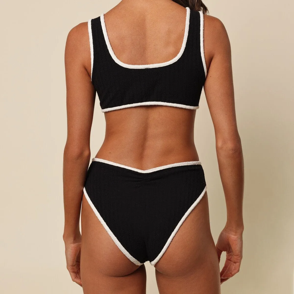 Black (Cream Binded) Terry Rib Ky One-Piece