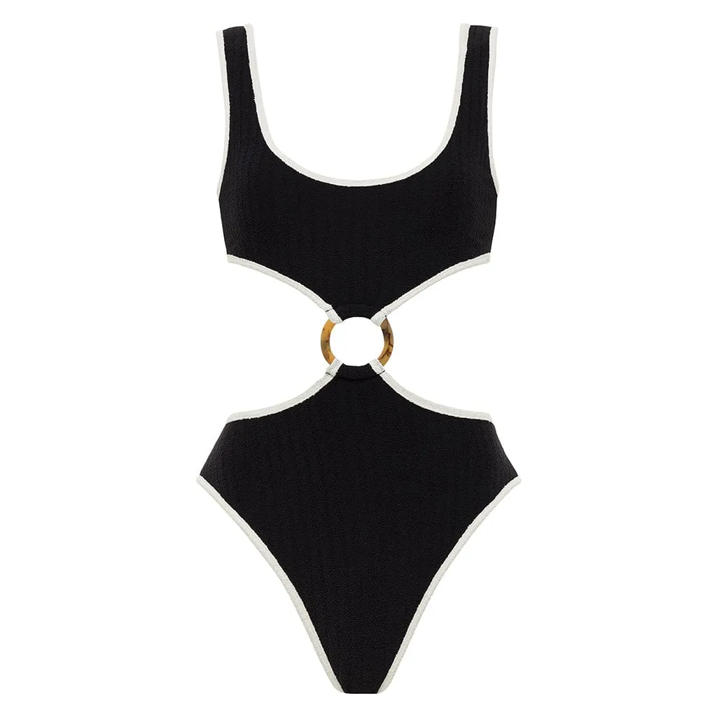Black (Cream Binded) Terry Rib Ky One-Piece