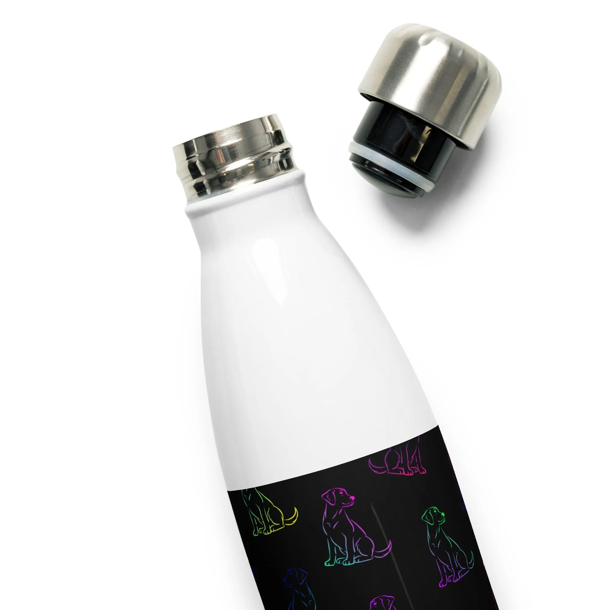 Black Rainbow Dog Water Bottle