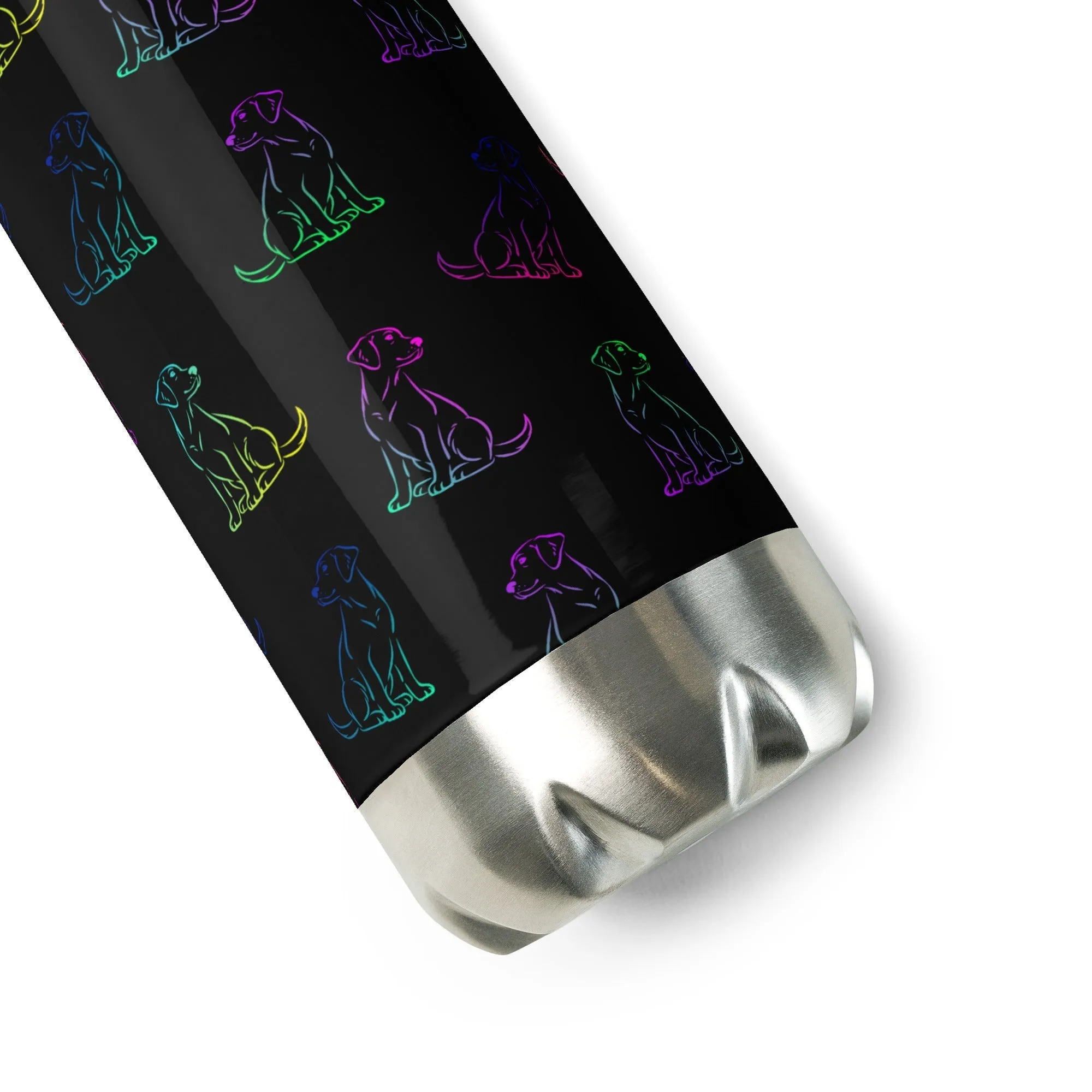 Black Rainbow Dog Water Bottle