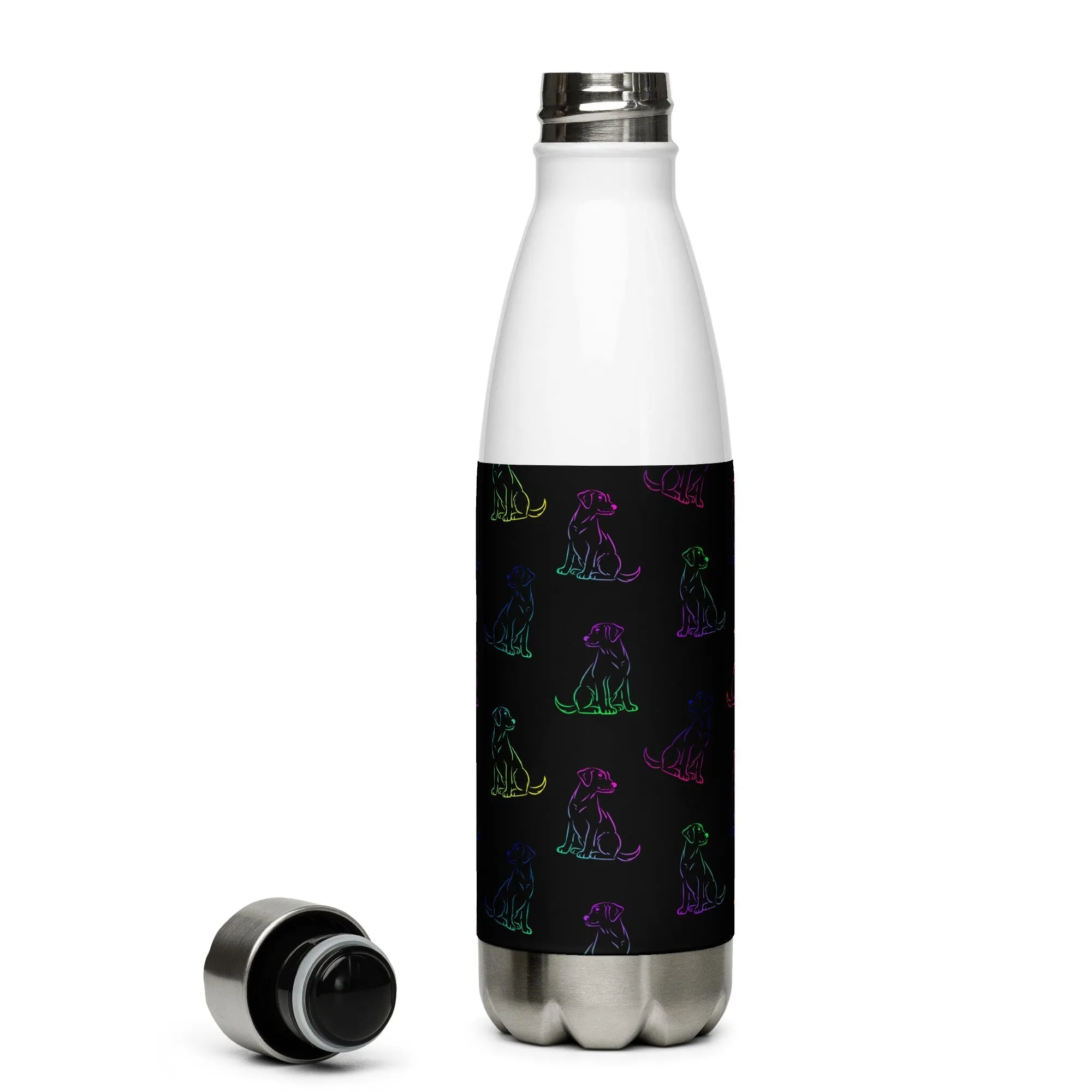 Black Rainbow Dog Water Bottle