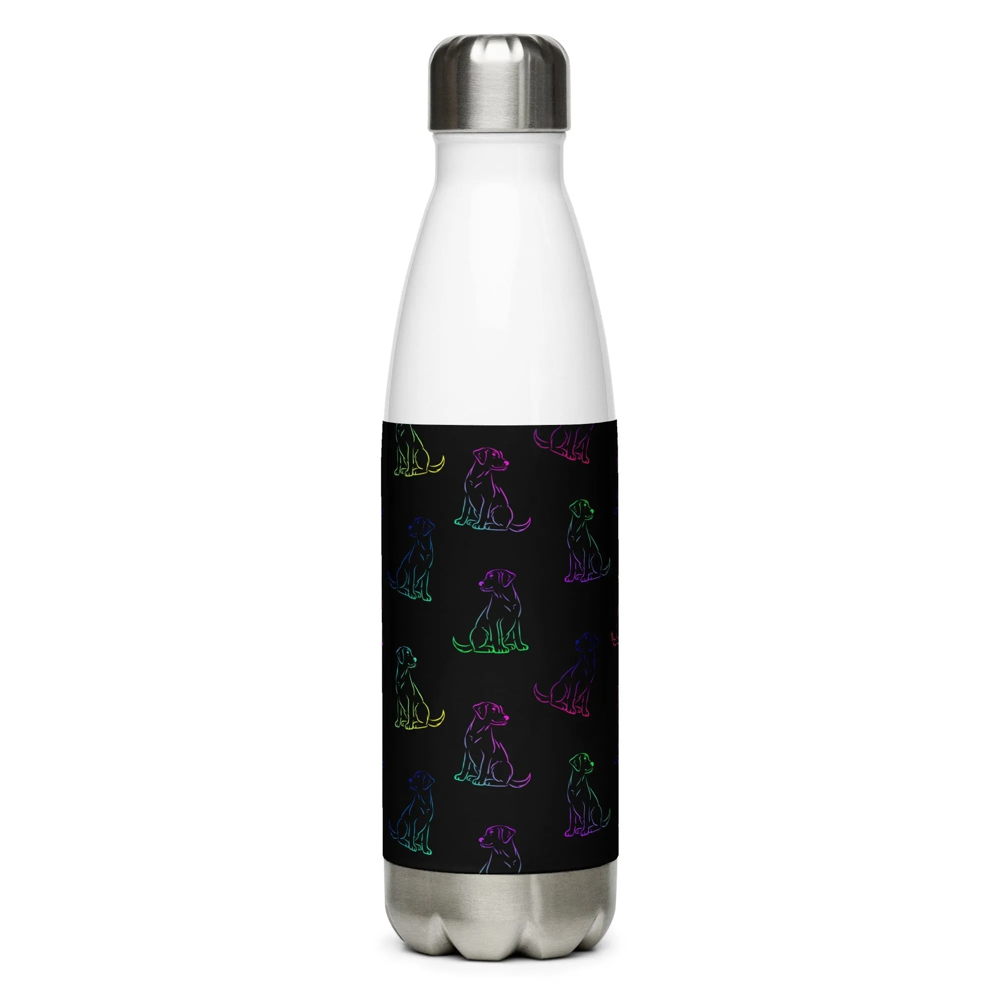 Black Rainbow Dog Water Bottle