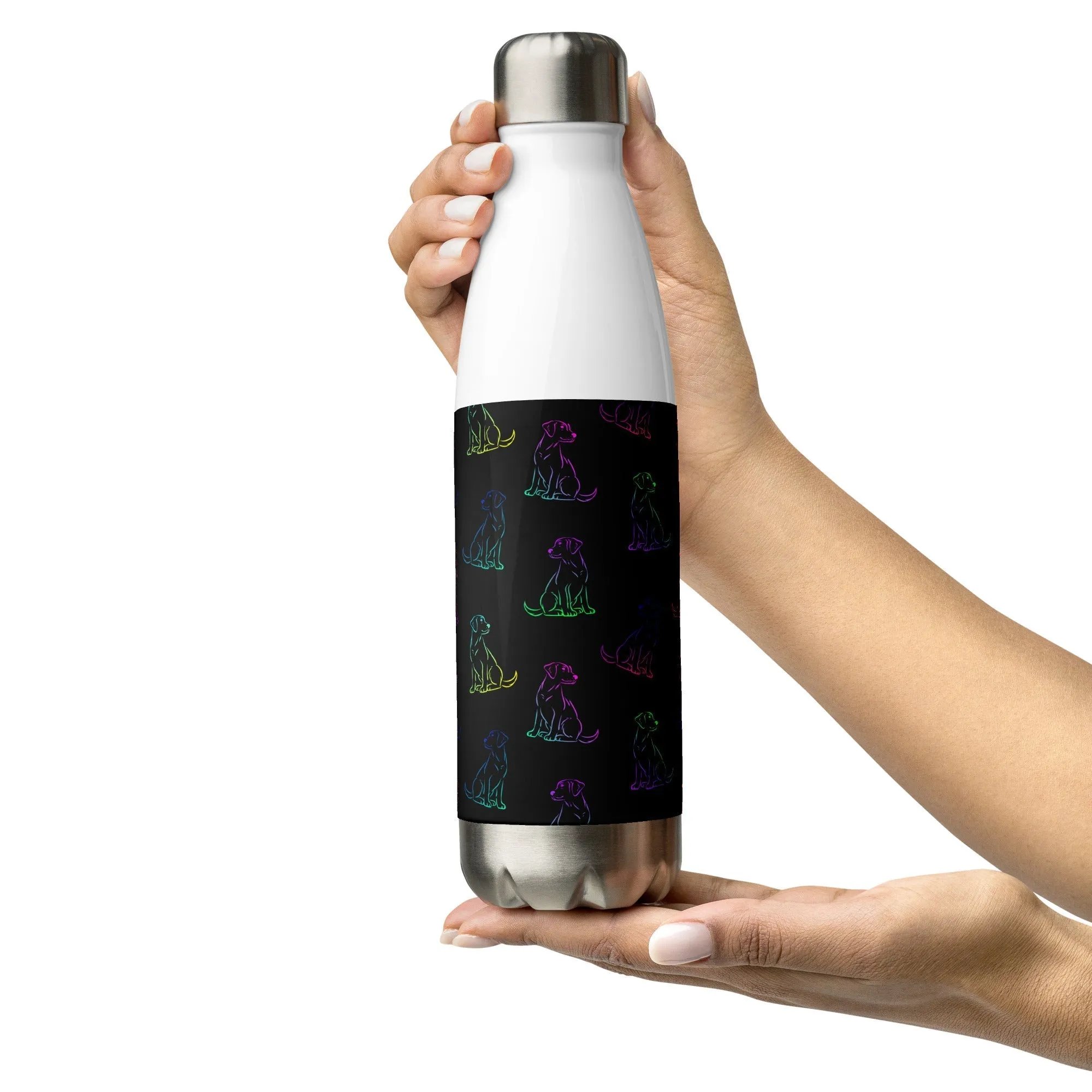 Black Rainbow Dog Water Bottle