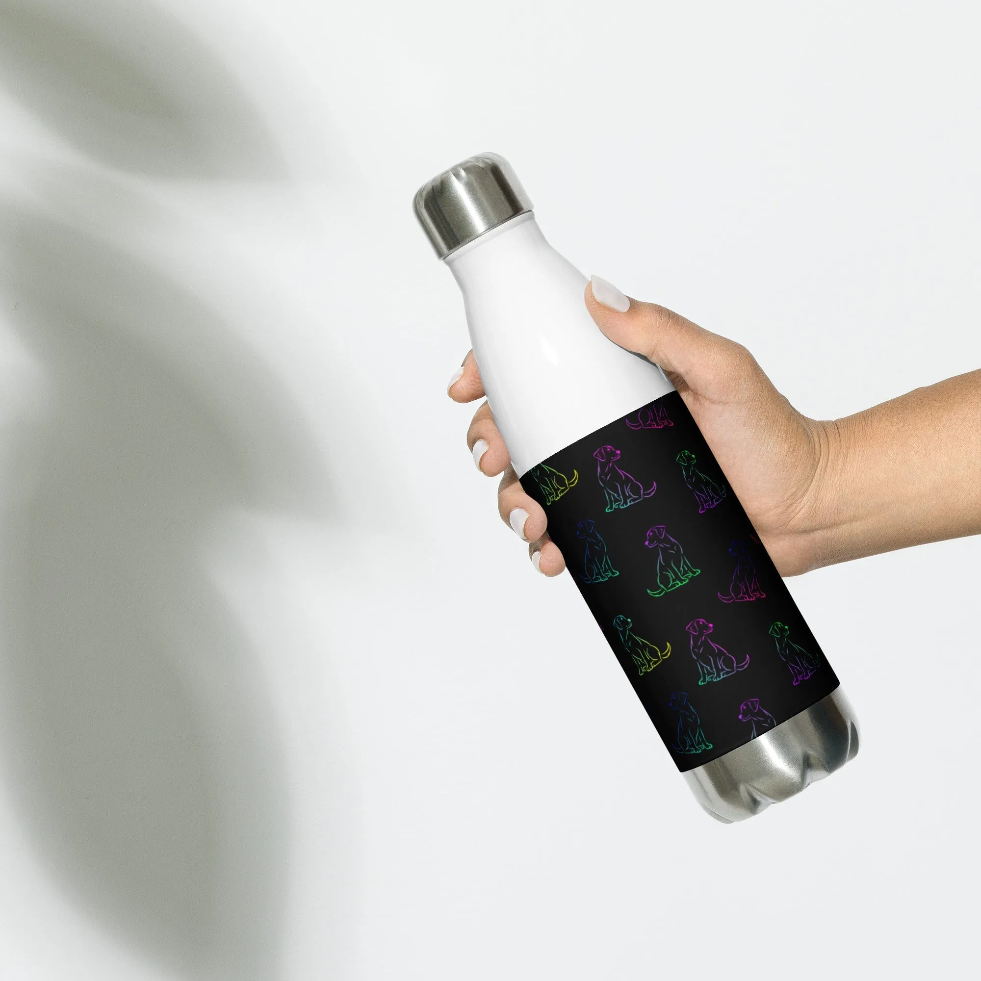 Black Rainbow Dog Water Bottle