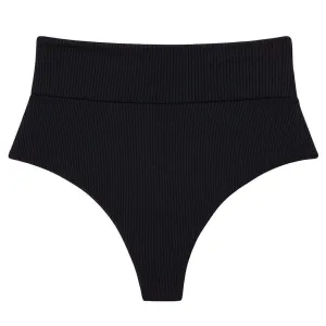 Black Rib High Rise Bikini Bottom