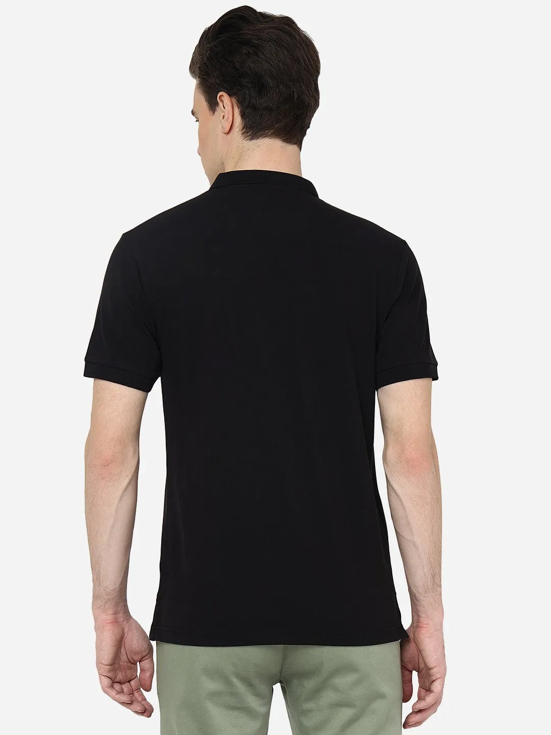 Black Solid Slim Fit Polo T-Shirt | Greenfibre