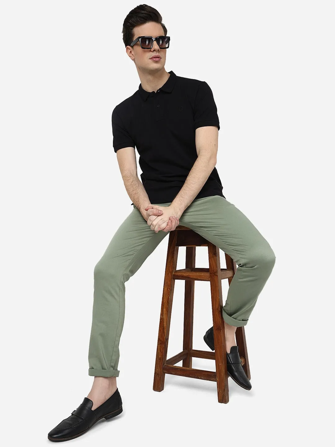 Black Solid Slim Fit Polo T-Shirt | Greenfibre