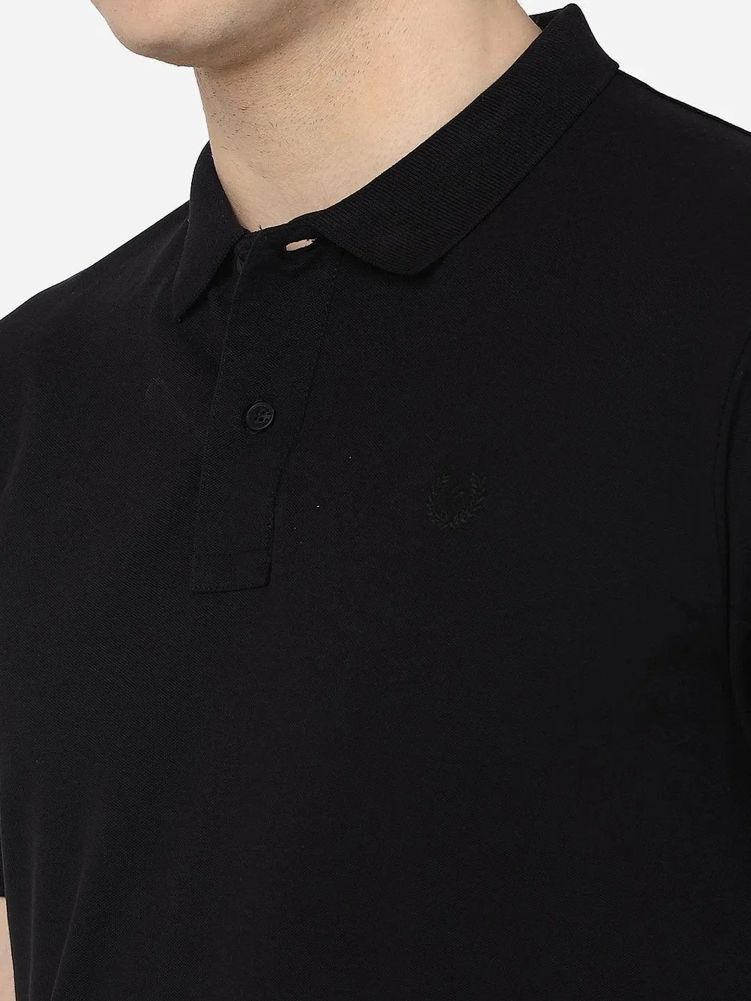 Black Solid Slim Fit Polo T-Shirt | Greenfibre