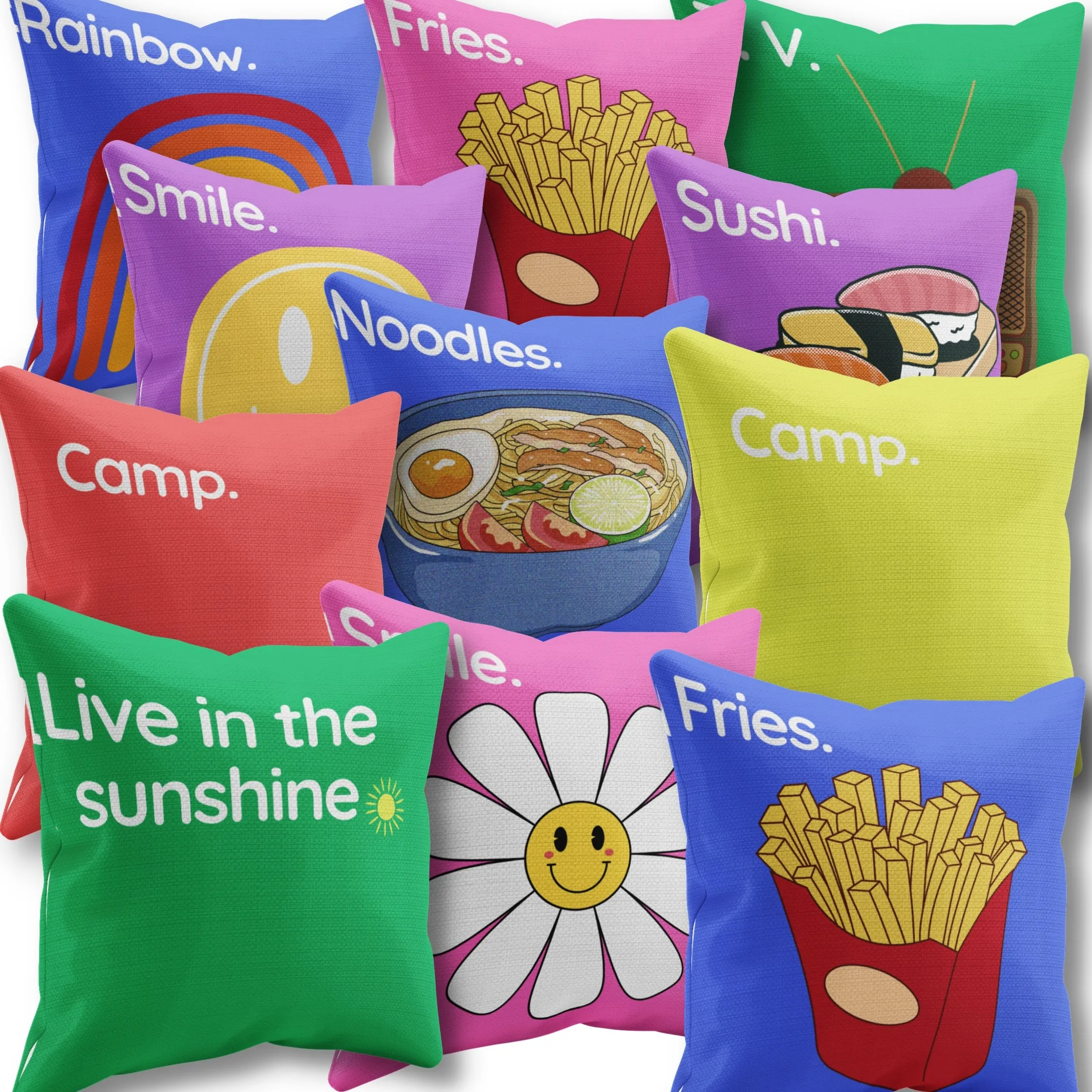Blue Summer Camp Pillow Cover for Bunk or Girl's Room Decor and gift for friend or camper gift