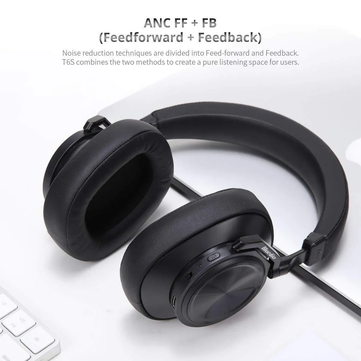Bluedio T6S Bluetooth Headphones - Black