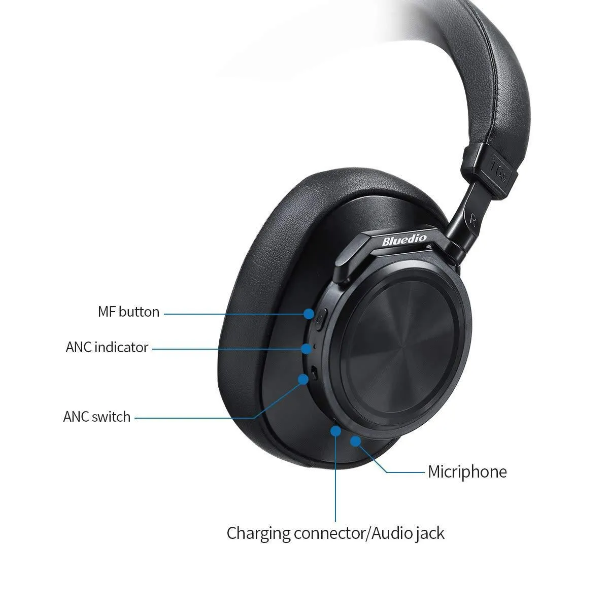 Bluedio T6S Bluetooth Headphones - Black