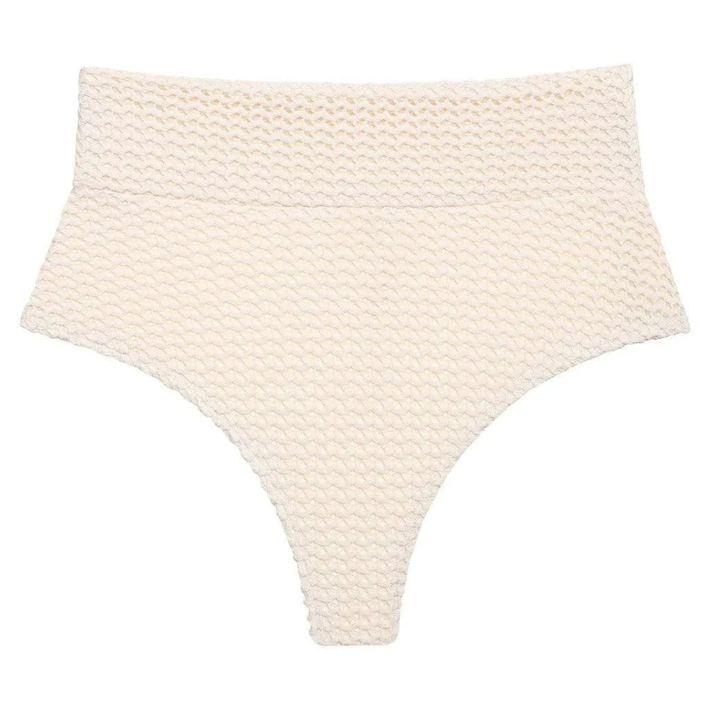 Bone Crochet Added Coverage High Rise Bikini Bottom